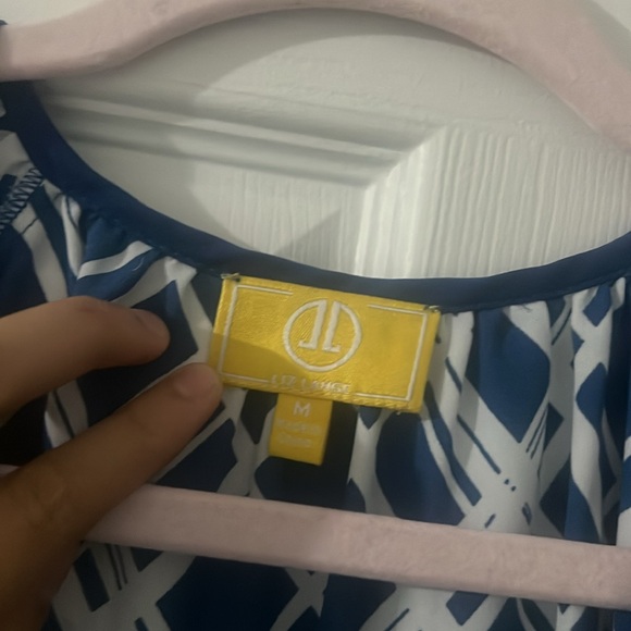 Liz Lange blue and white blouse top shirt long sleeve size medium flow style - Picture 6 of 8